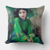 Coussin Fille en robe verte (Recto)