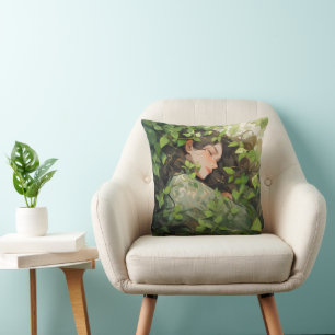 Coussin Fille endormie dans la forêt Anime