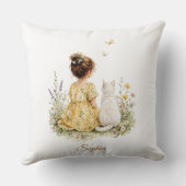 Coussin Fille et chat blanc (Verso)
