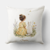 Coussin Fille et chat blanc (Recto)