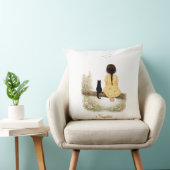 Coussin Fille et chat noir sur une branche (Chaise)