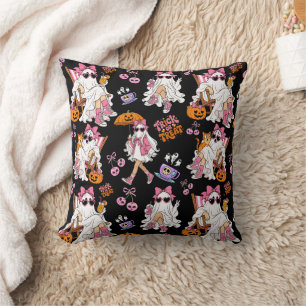 Coussin Fille fantôme rose Halloween Mignonne Épouvante po