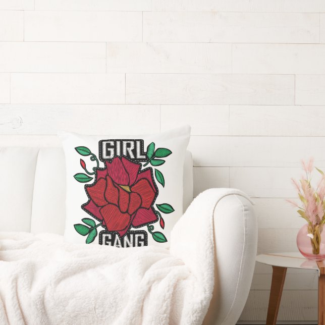 Coussin Fille Gang Red Rose Patch Fashion Badge (Canapé)