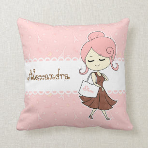 Coussin Fille Girly de Tour Eiffel chic et à la mode de