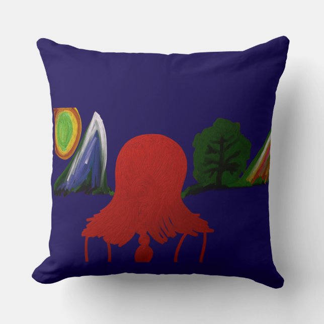 Coussin Fille invisible piégée dans un autre univers (Recto)