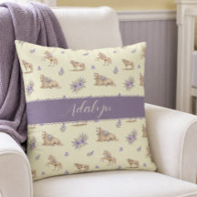Fille Jaune Violet Cheval Floral Monogramme