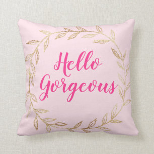 Coussin Fille Jolie rose bonjour magnifique couronne d'or