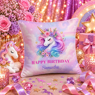 Coussin Fille Licorne Anniversaire Jour Magique Rêve Arc-e