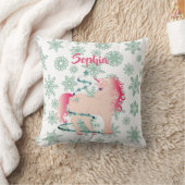 Coussin Fille Licorne Mignonne Flocons Rose (Couverture)
