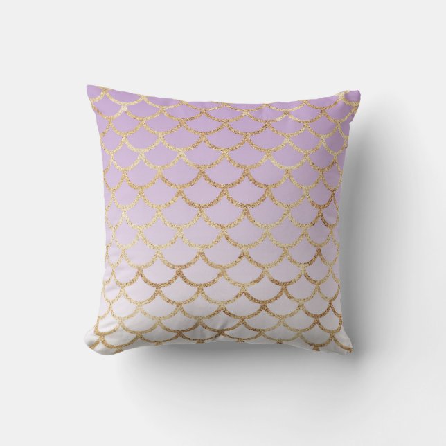 Coussin Fille Lilac Purple Gold Parties scintillant sirène (Recto)
