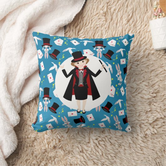 Coussin Fille magicien Spectacle Anniversaire (Couverture)