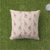 Coussin Fille moderne Rose Or Blush Giraffes rose (Herbe)