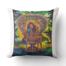 Fille naturelle avec oiseau sur chaise Peacock