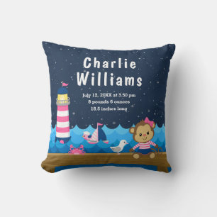 Coussin Fille nautique singe rose marine Statistiques de n