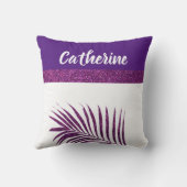 Coussin Fille Nom Monogrammé Palm Feuille Parties scintill (Verso)