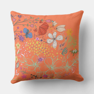 Coussin Fille Ressort Floral Faded Orange