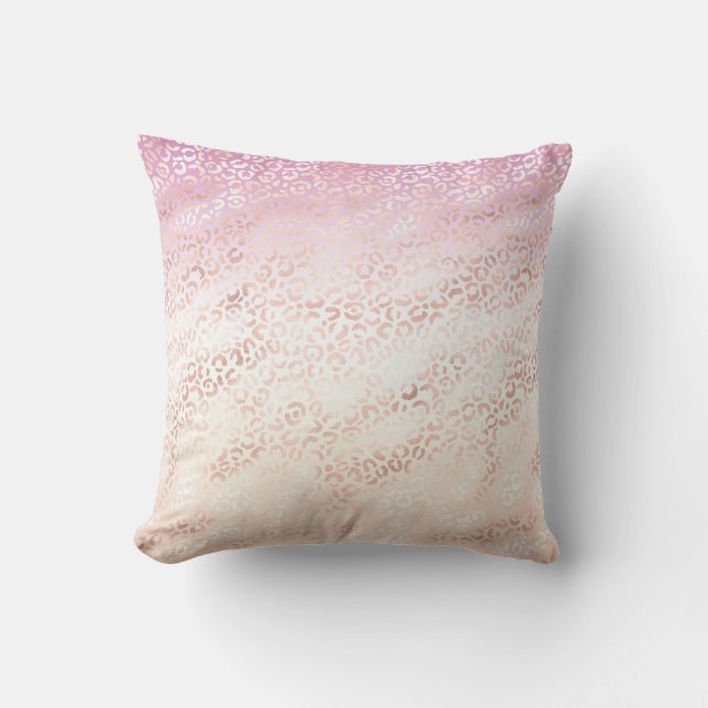 Coussin Fille Rose Blush Peach Empreinte de léopard Tie Te (Recto)
