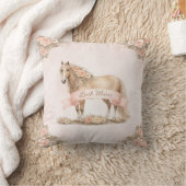 Coussin Fille Rose Florale Cheval Rose Monogramme Nom (Couverture)
