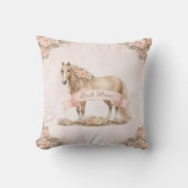 Coussin Fille Rose Florale Cheval Rose Monogramme Nom (Recto)