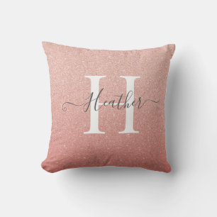 Coussin Fille Rose Gold Blush Parties scintillant rose Nom