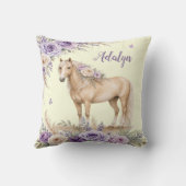 Coussin Fille Rose Jaune Violet Cheval Monogramme (Verso)