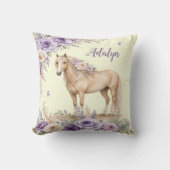 Coussin Fille Rose Jaune Violet Cheval Monogramme (Recto)