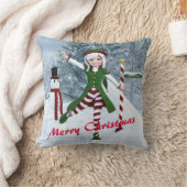 Coussin Fille Toon de Noël dans une forêt d'hiver (Couverture)