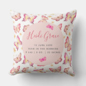 Coussin Filles Aquarelle rose Papillon Floral Statistiques (Recto)