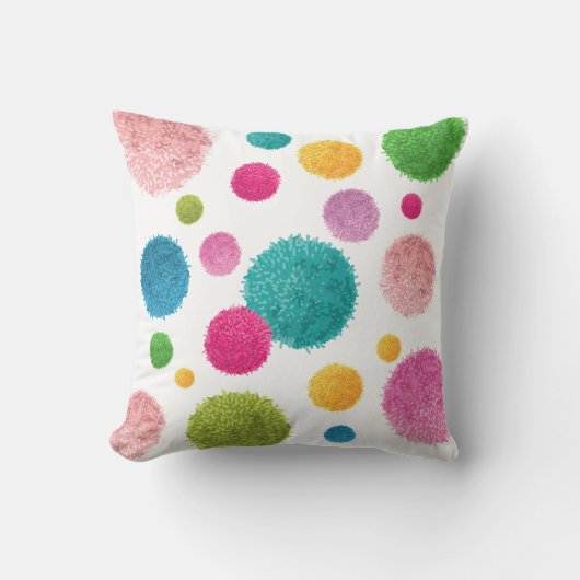 Coussin Filles aux pompons colorés Nom (Recto)