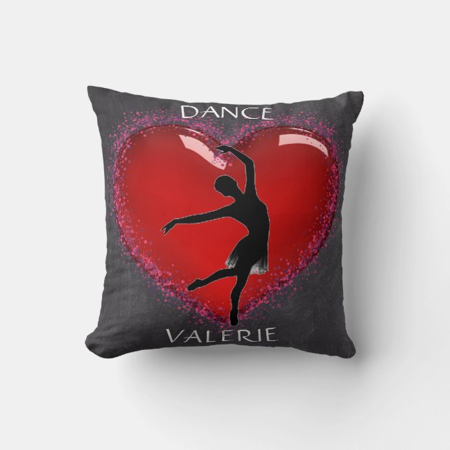Coussin Filles Danse Chalkboard Coeur avec/ Nom personnali (Recto)