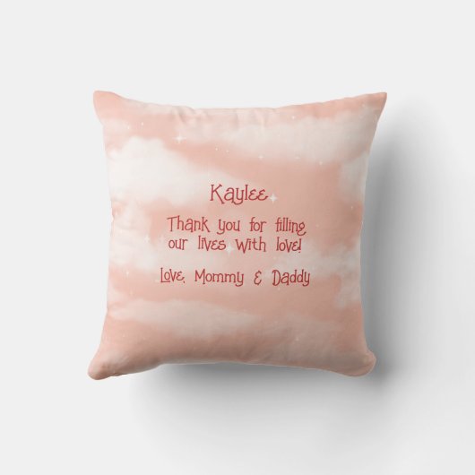 Coussin Filles de bébé Première Saint-Valentin (Verso)