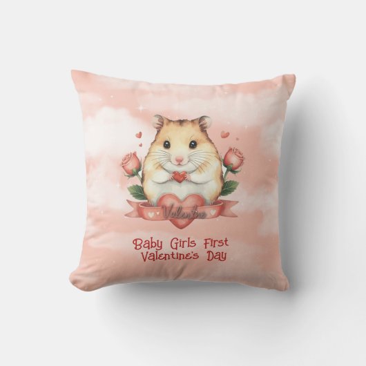 Coussin Filles de bébé Première Saint-Valentin (Recto)