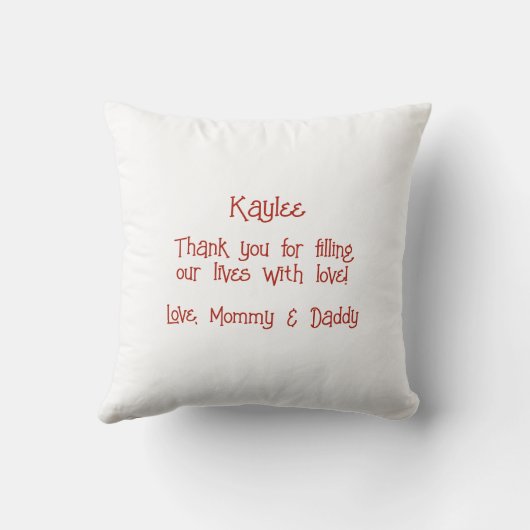 Coussin Filles de bébé Première Saint-Valentin (Verso)