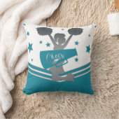 Coussin Filles de Cheer-leading Étoiles Sarcelle et Argent (Couverture)