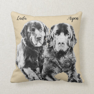 Coussin Filles de Laila et d'Aspen Terre-Neuve