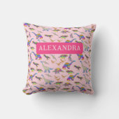 Coussin Filles Dinosaure rose personnalisée (Recto)