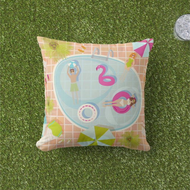 Coussin Filles en bikini et garçons jouant à un jeu de pis (Herbe)