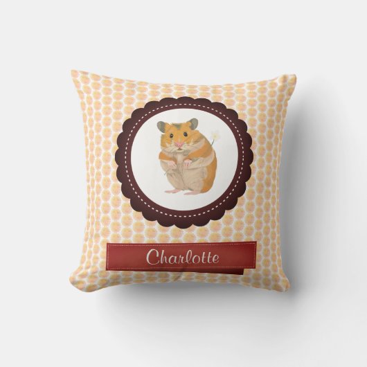 Coussin Filles hamster rouge et rose (Recto)
