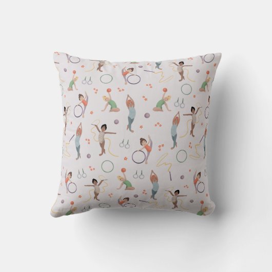 Coussin Filles mignonnes Gymnastique violette Monogramme E (Verso)