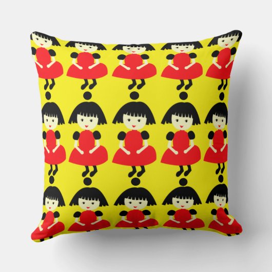 Coussin Filles mignonnes Jaune (Verso)