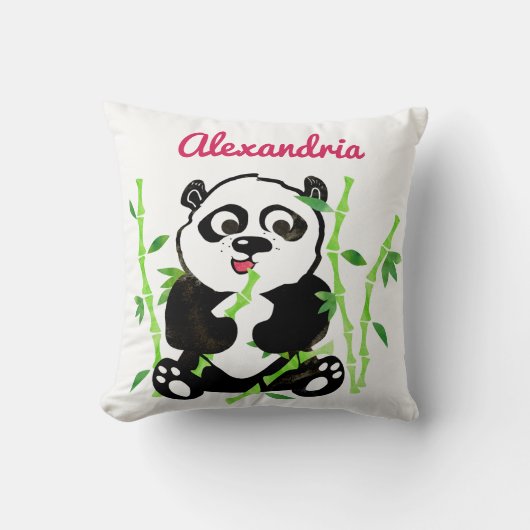 Coussin Filles personnalisées d'animal d'ours panda (Recto)