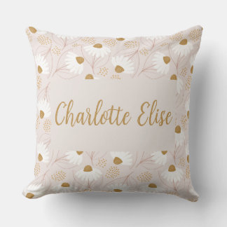 Coussin Filles Personnalisées Floral Rose Décoratif