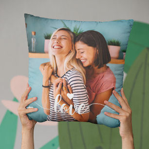 Coussin Filles White Love Script Avec Coeur Valentine