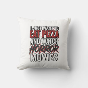 Coussin Films d'horreur de pizza Typographie vintage Hallo