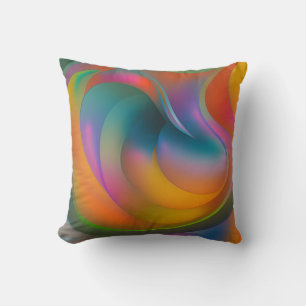 Coussin Fils Abstraits colorés Orange Bleu Vert Rose