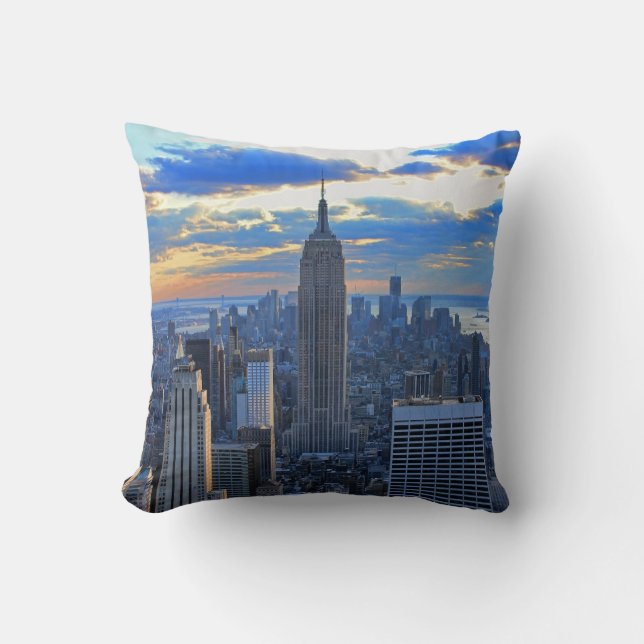 Coussin Fin de l'après-midi NYC Skyline à l'approche du co (Recto)