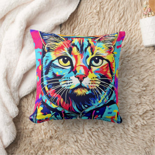 Coussin Finesse Feline : Meilleur art de peinture de chat 