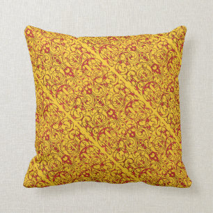 Coussin Fiore en jaune et rouge