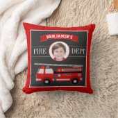 Coussin Fire Truck Firefighter Custom Photo Nom Kids Room (Couverture)
