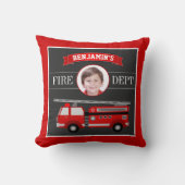 Coussin Fire Truck Firefighter Custom Photo Nom Kids Room (Recto)